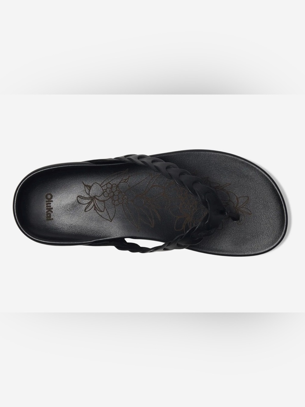 OluKai Lei Braided Leather Thong Sandals / Flip Flops - Black Size 8 - Picture 8 of 14